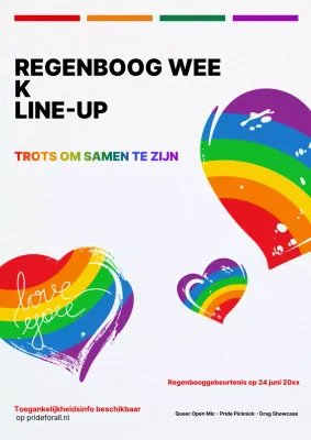 Poster voor aankondiging van Rainbow Retro Pride-evenement