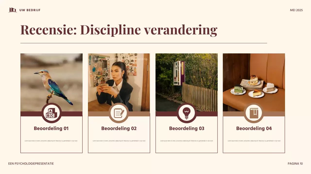 Rode en beige vintage presentatie over ontwikkelingspsychologie