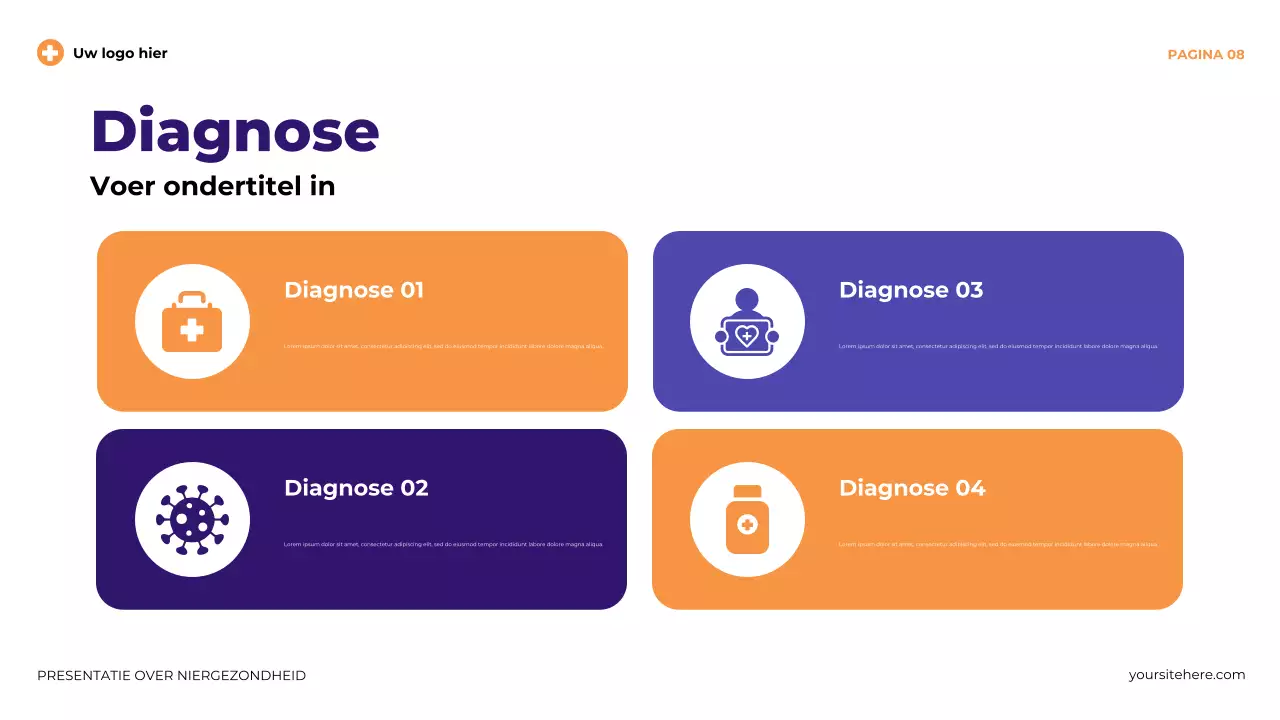 Paarse moderne illustratieve presentatie over niergezondheid