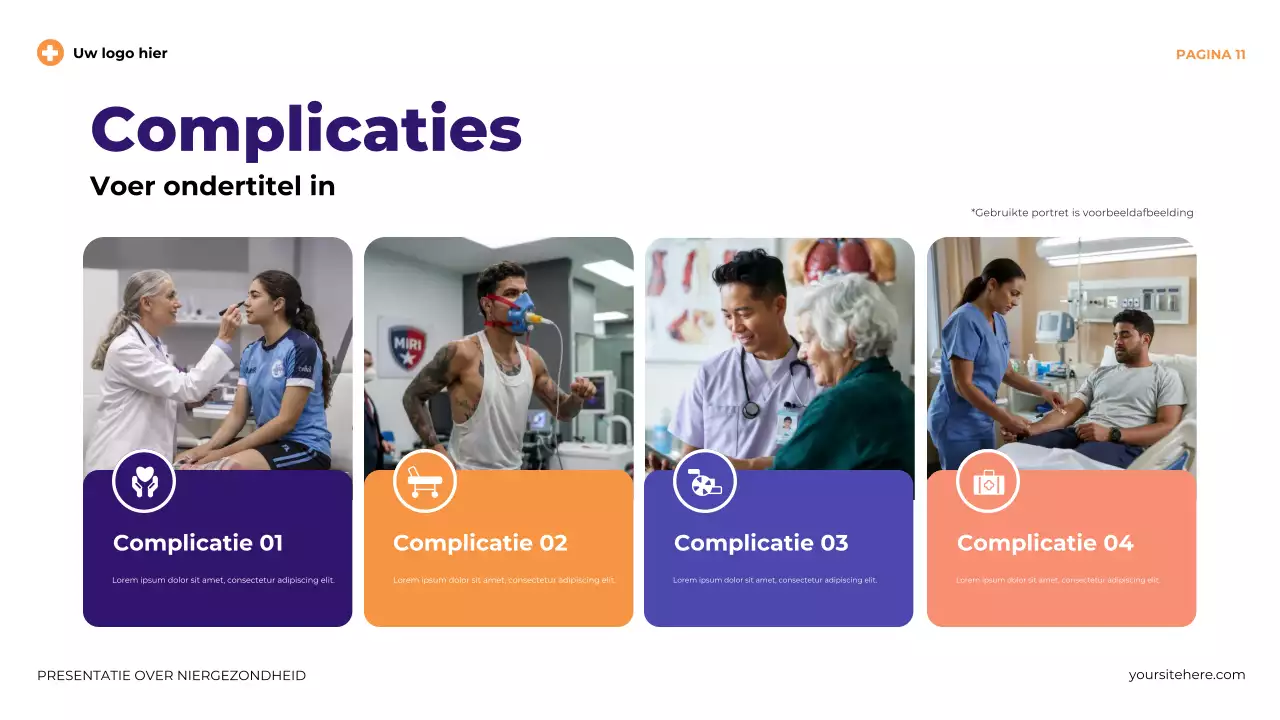 Paarse moderne illustratieve presentatie over niergezondheid