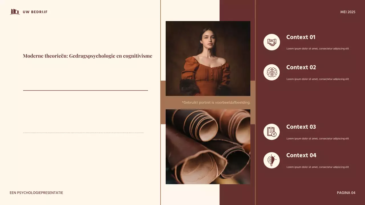 Rode en beige vintage presentatie over ontwikkelingspsychologie