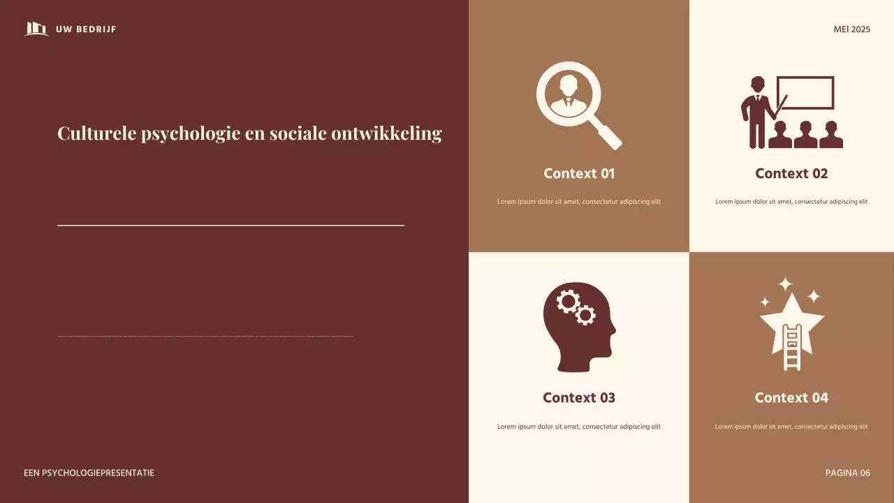 Rode en beige vintage presentatie over ontwikkelingspsychologie