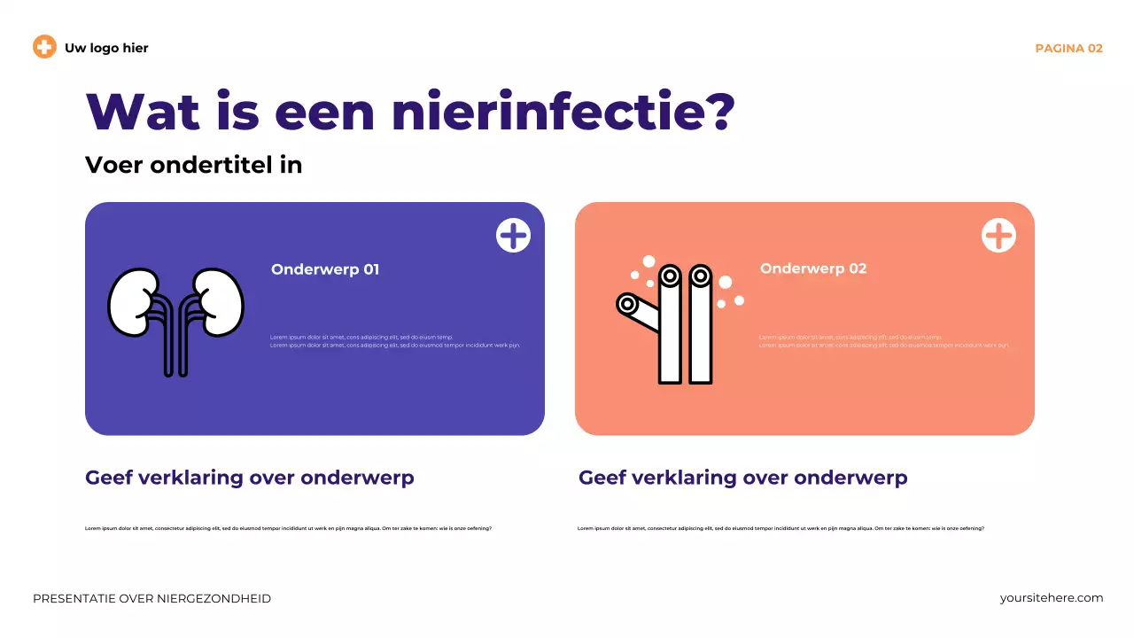 Paarse moderne illustratieve presentatie over niergezondheid