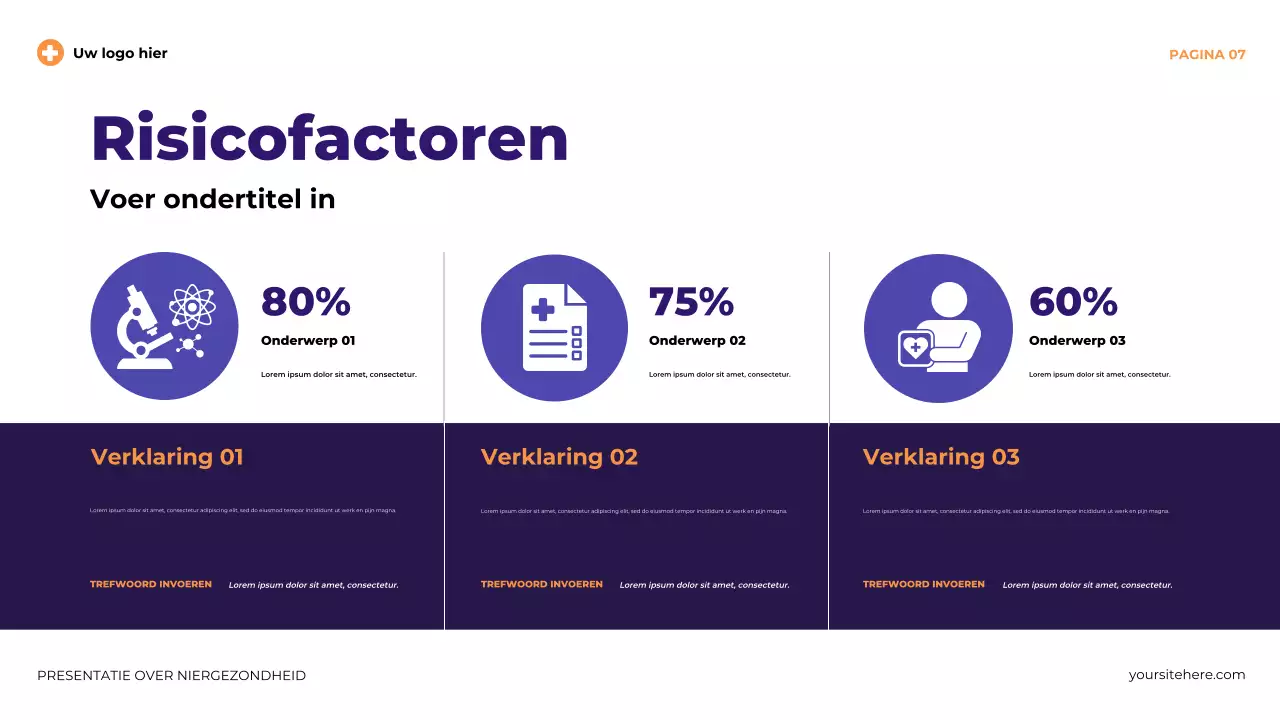 Paarse moderne illustratieve presentatie over niergezondheid