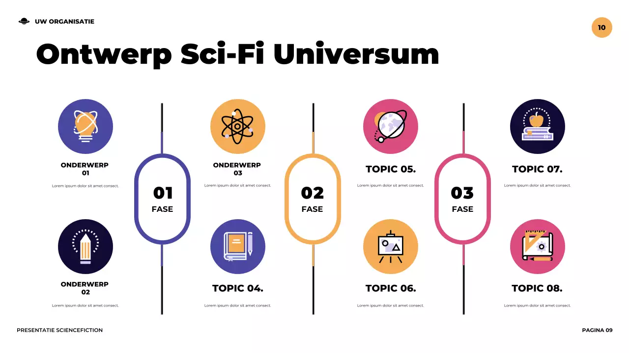 Paarse illustratieve futuristische sciencefictionpresentatie