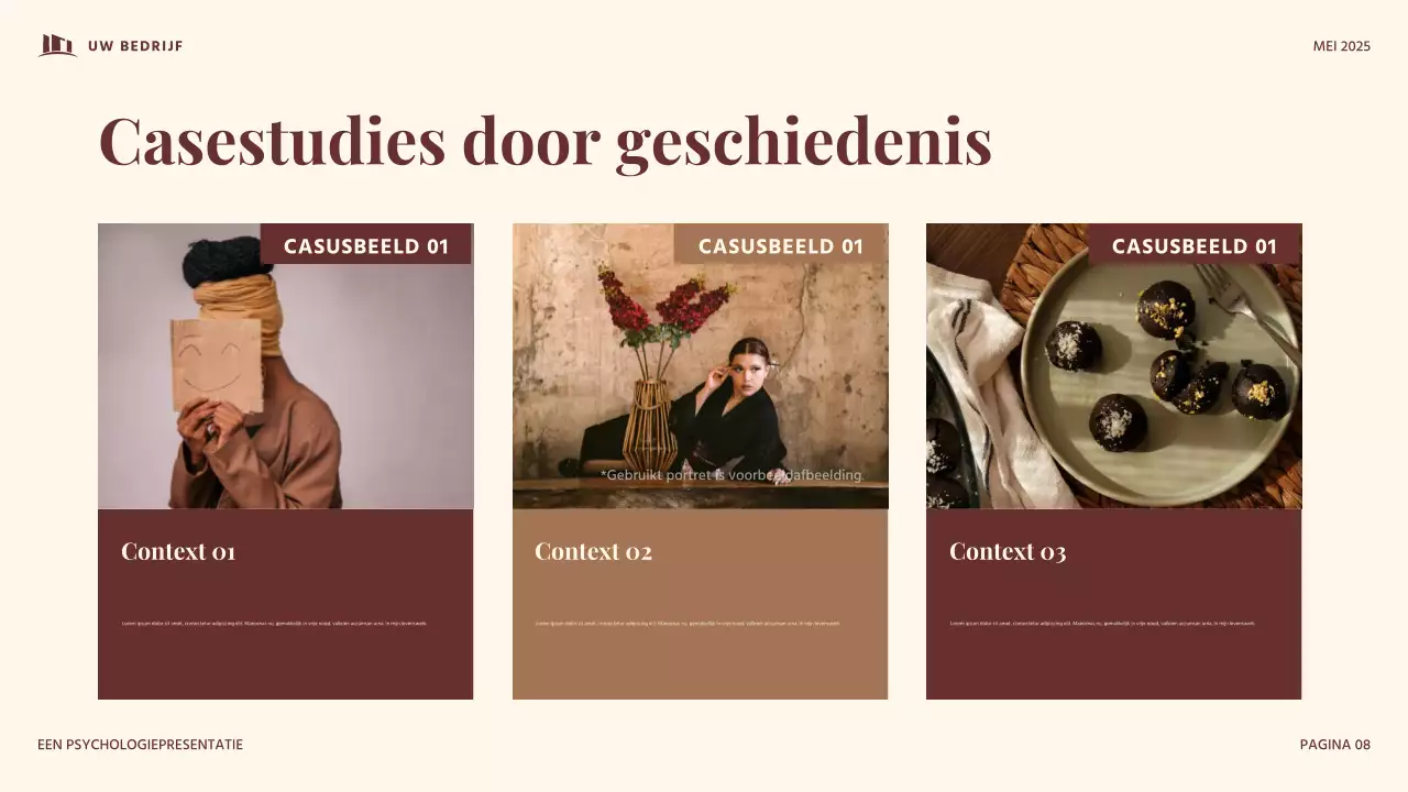 Rode en beige vintage presentatie over ontwikkelingspsychologie