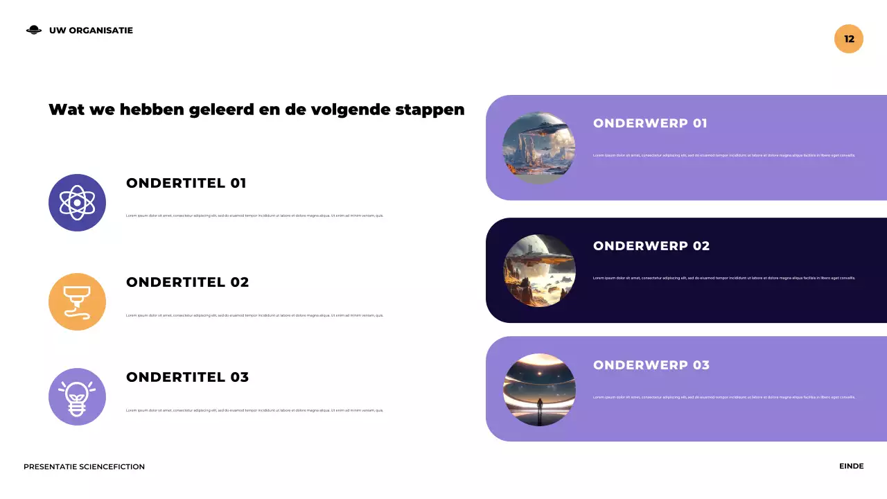 Paarse illustratieve futuristische sciencefictionpresentatie