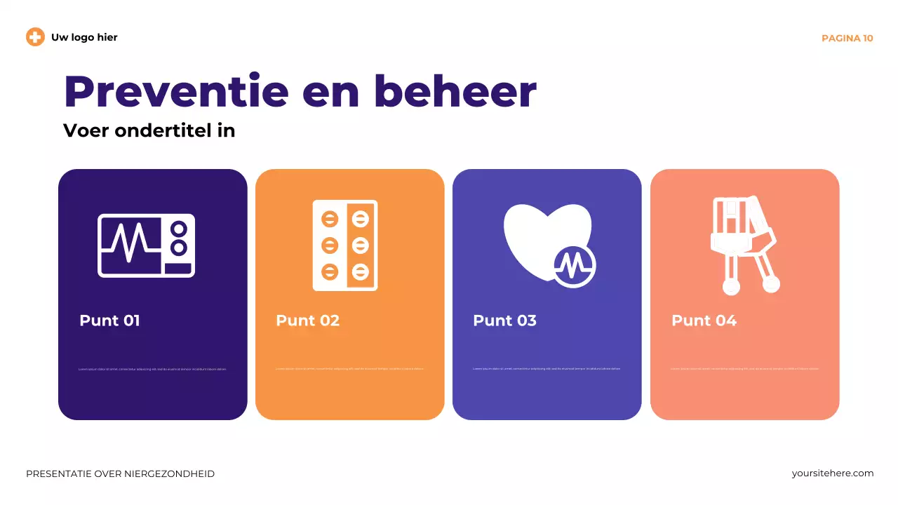 Paarse moderne illustratieve presentatie over niergezondheid