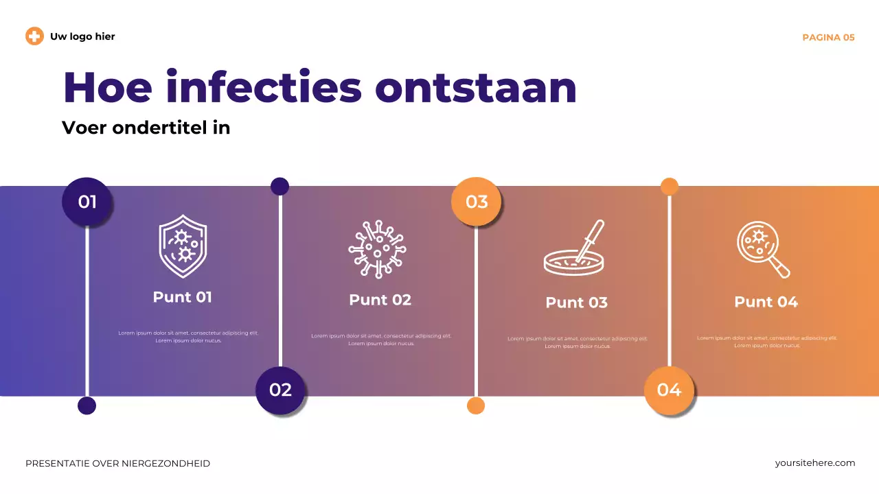 Paarse moderne illustratieve presentatie over niergezondheid
