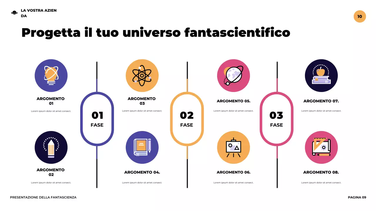 Presentazione di fantascienza futuristica illustrativa viola