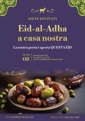 Elegante poster di invito per la celebrazione dell'Eid-al-Adha