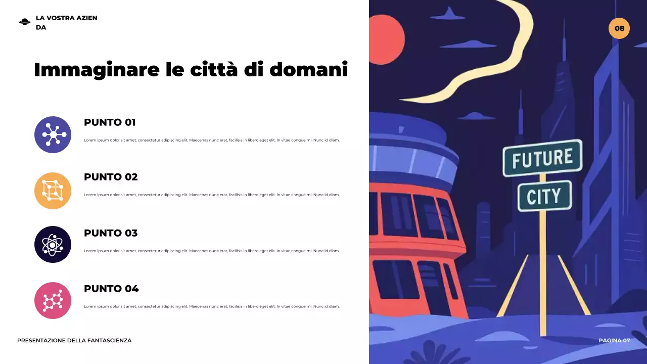 Presentazione di fantascienza futuristica illustrativa viola