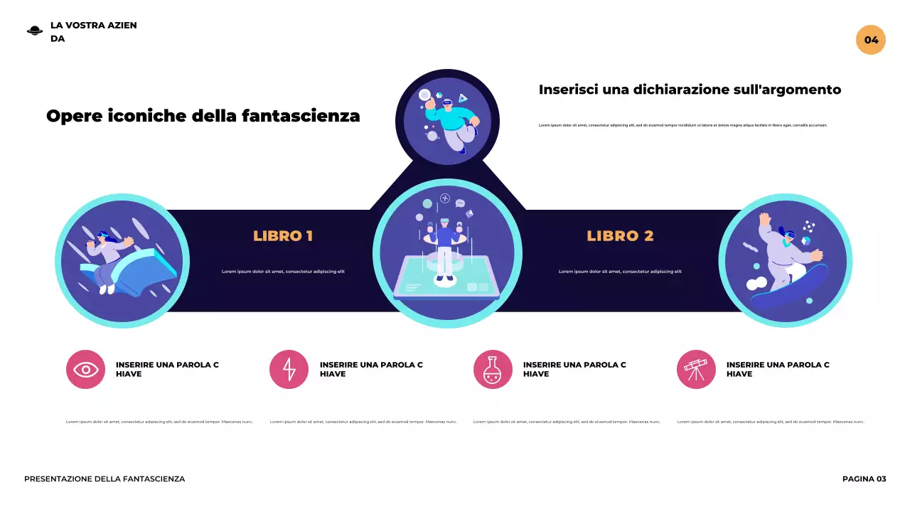 Presentazione di fantascienza futuristica illustrativa viola