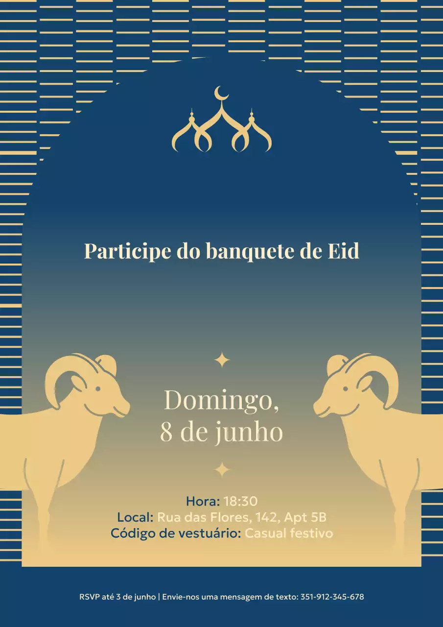 Cartaz de convite elegante para o Eid Al-Adha