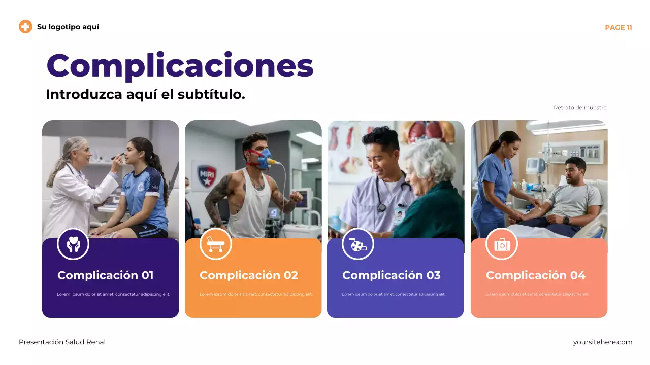 Presentación ilustrativa moderna de la salud renal en color morado