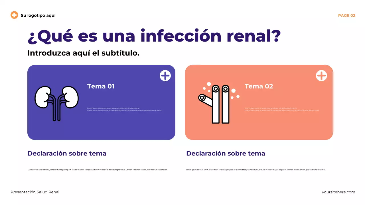 Presentación ilustrativa moderna de la salud renal en color morado