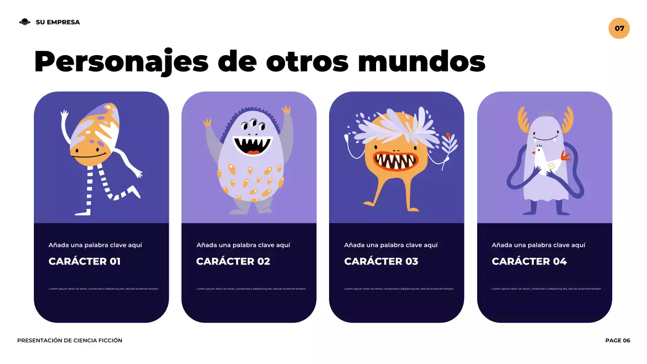 Presentación ilustrativa de ciencia ficción futurista de color púrpura