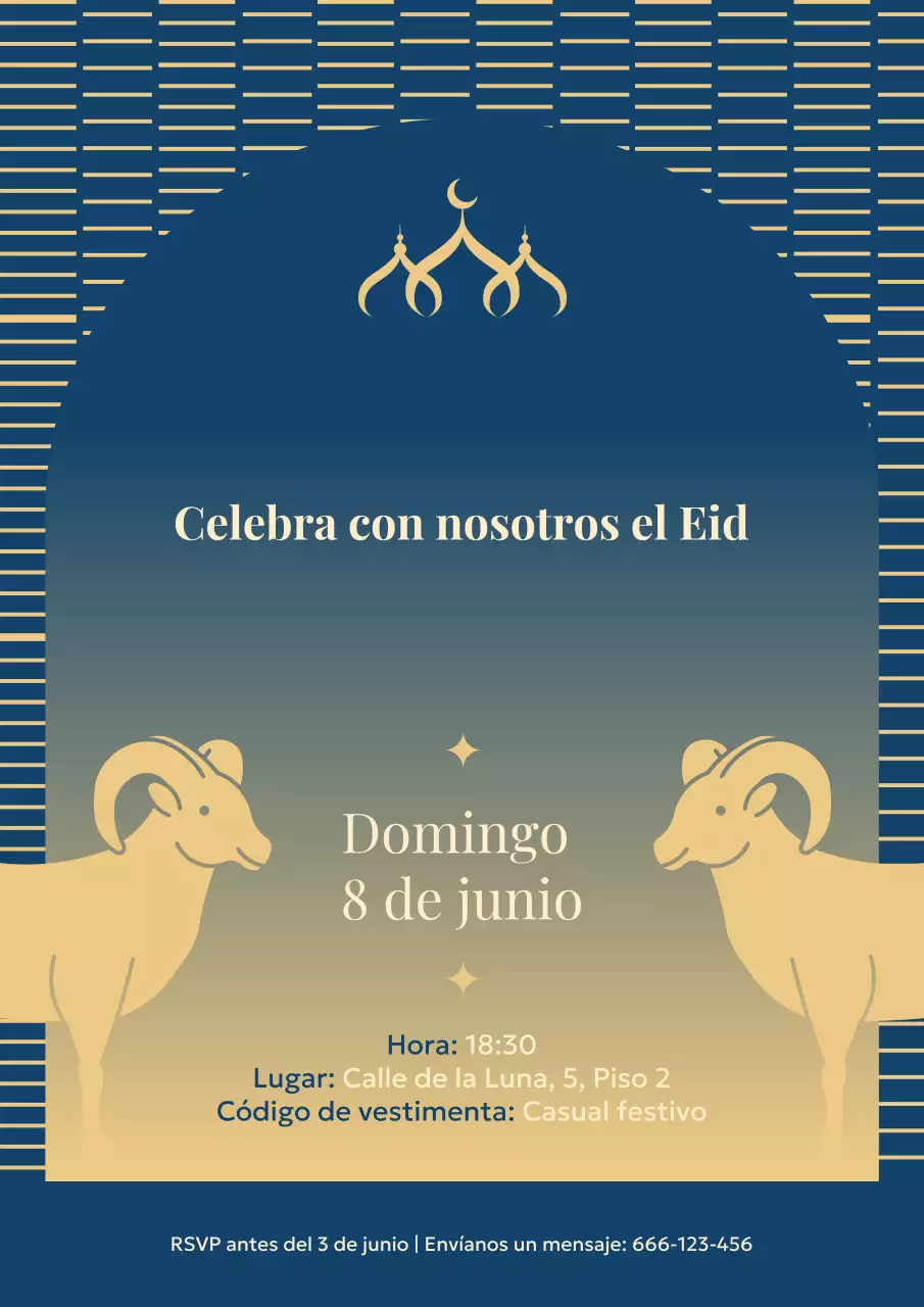 Elegante póster de invitación para Eid Al-Adha