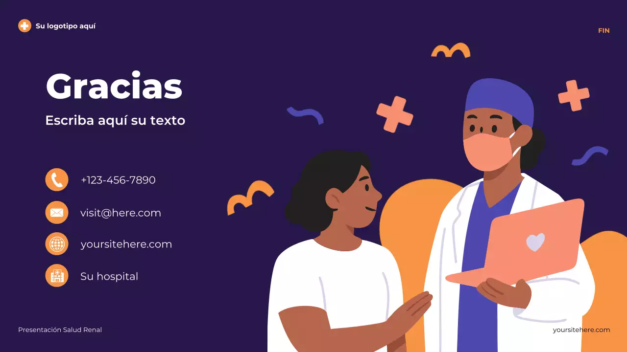 Presentación ilustrativa moderna de la salud renal en color morado