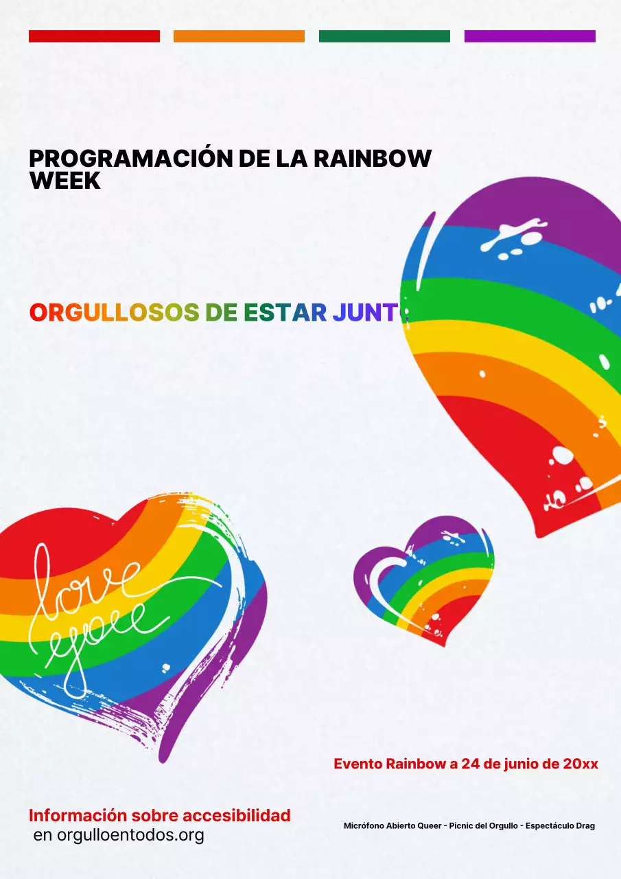 Cartel de anuncio del evento Rainbow Retro Pride