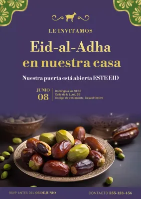Elegante póster de invitación para la celebración del Eid-al-Adha