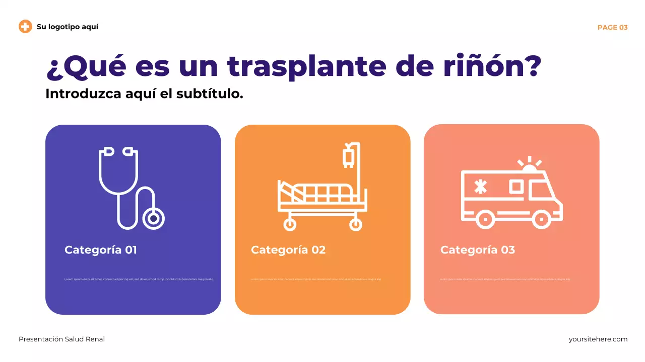 Presentación ilustrativa moderna de la salud renal en color morado