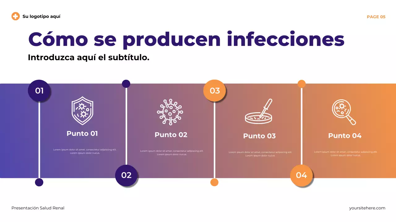 Presentación ilustrativa moderna de la salud renal en color morado