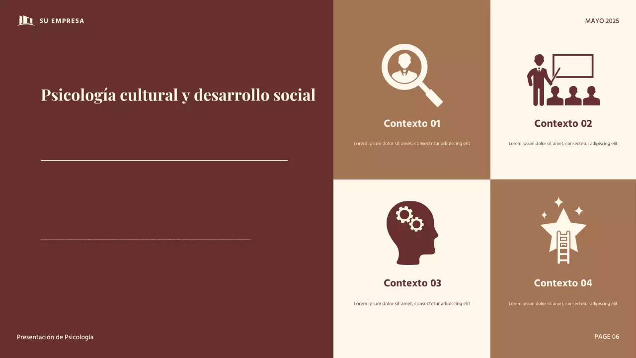 Presentación de psicología del desarrollo vintage en rojo y beige