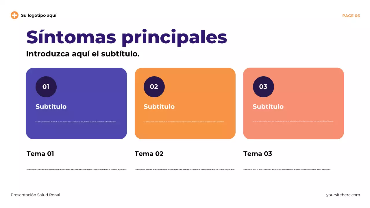 Presentación ilustrativa moderna de la salud renal en color morado