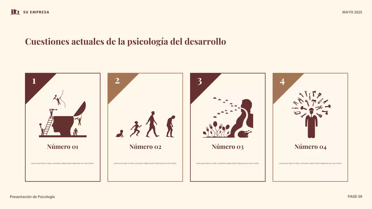 Presentación de psicología del desarrollo vintage en rojo y beige