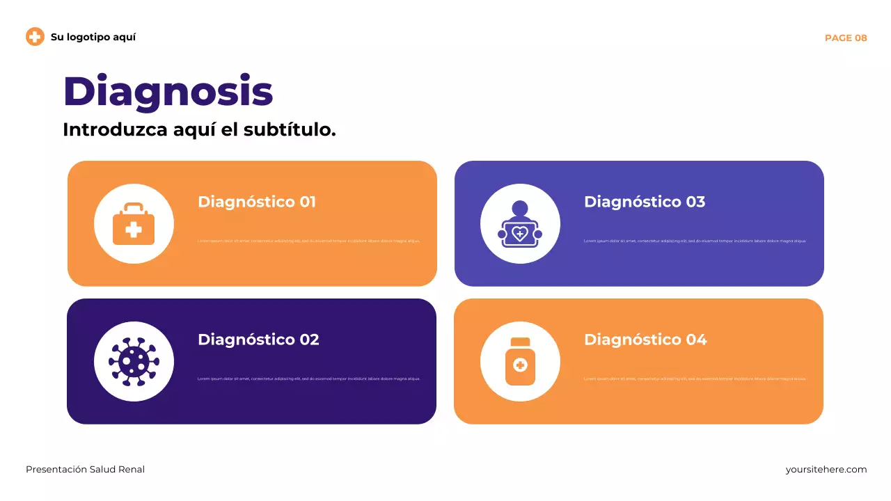 Presentación ilustrativa moderna de la salud renal en color morado