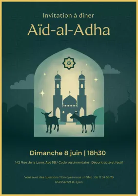 Affiche verte d'invitation au dîner de l'Aïd el-Adha