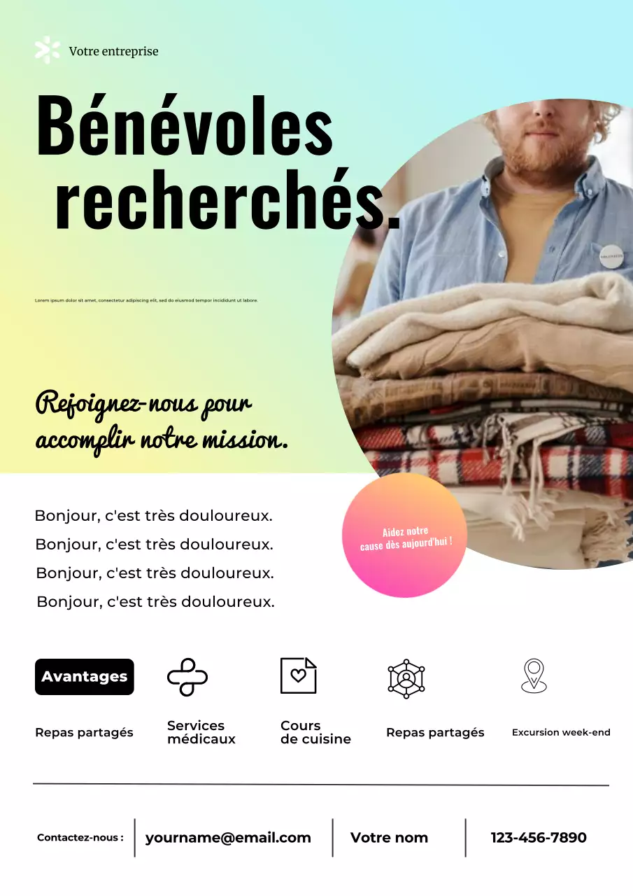 Affiche Web d'annonce de bénévolat de Mint Modern