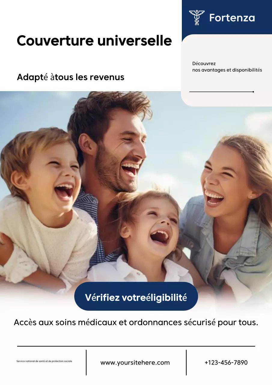 Affiche publicitaire bleue pour les soins de santé modernes