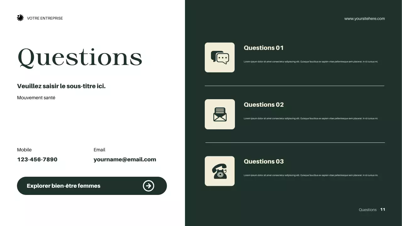Présentation d'annonce de bien-être vert et élégant