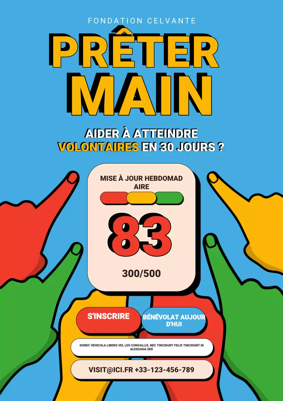 Affiche Web de promotion des bénévoles en bleu et en gras