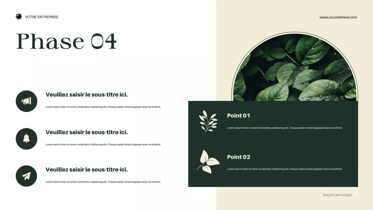 Présentation d'annonce de bien-être vert et élégant