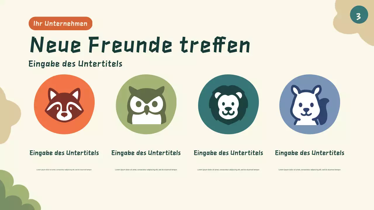 Grünes Cartoon-Tier-Märchenbuch Präsentation