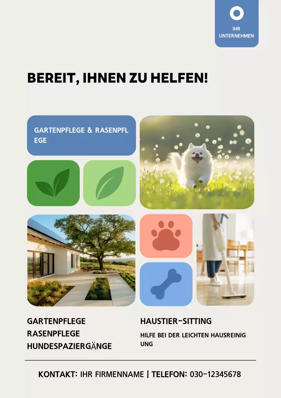 Beiges modernes Werbeplakat für Haushaltsdienstleistungen