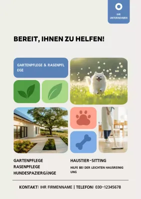 Beiges modernes Werbeplakat für Haushaltsdienstleistungen