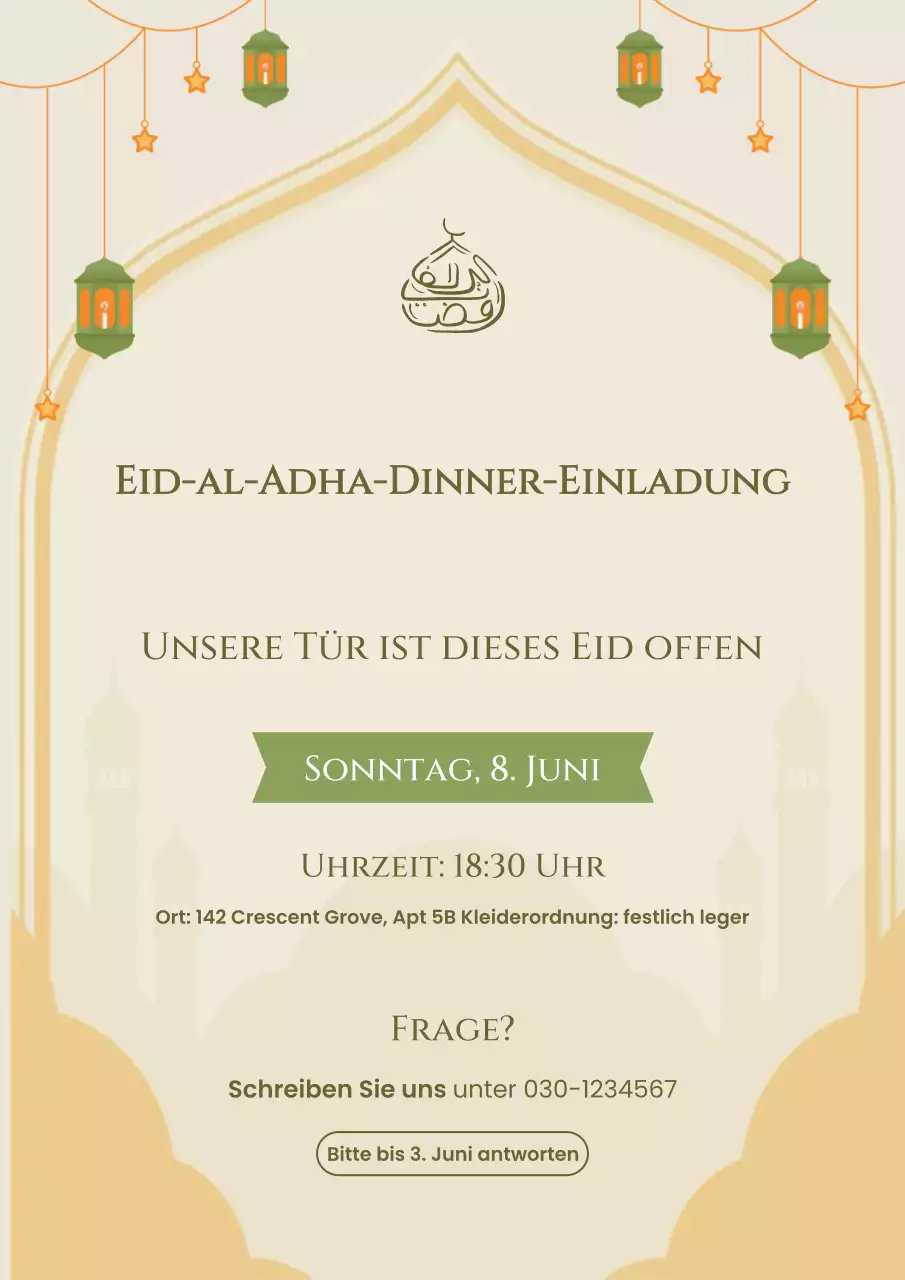 Beige traditionelle Eid Adha Einladung
