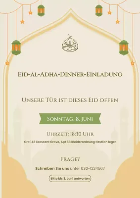 Beige traditionelle Eid Adha Einladung
