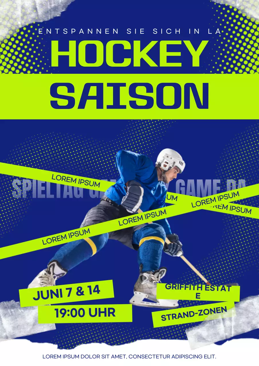 Blaues Poster zur modernen Hockeysaison