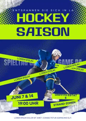 Blaues Poster zur modernen Hockeysaison