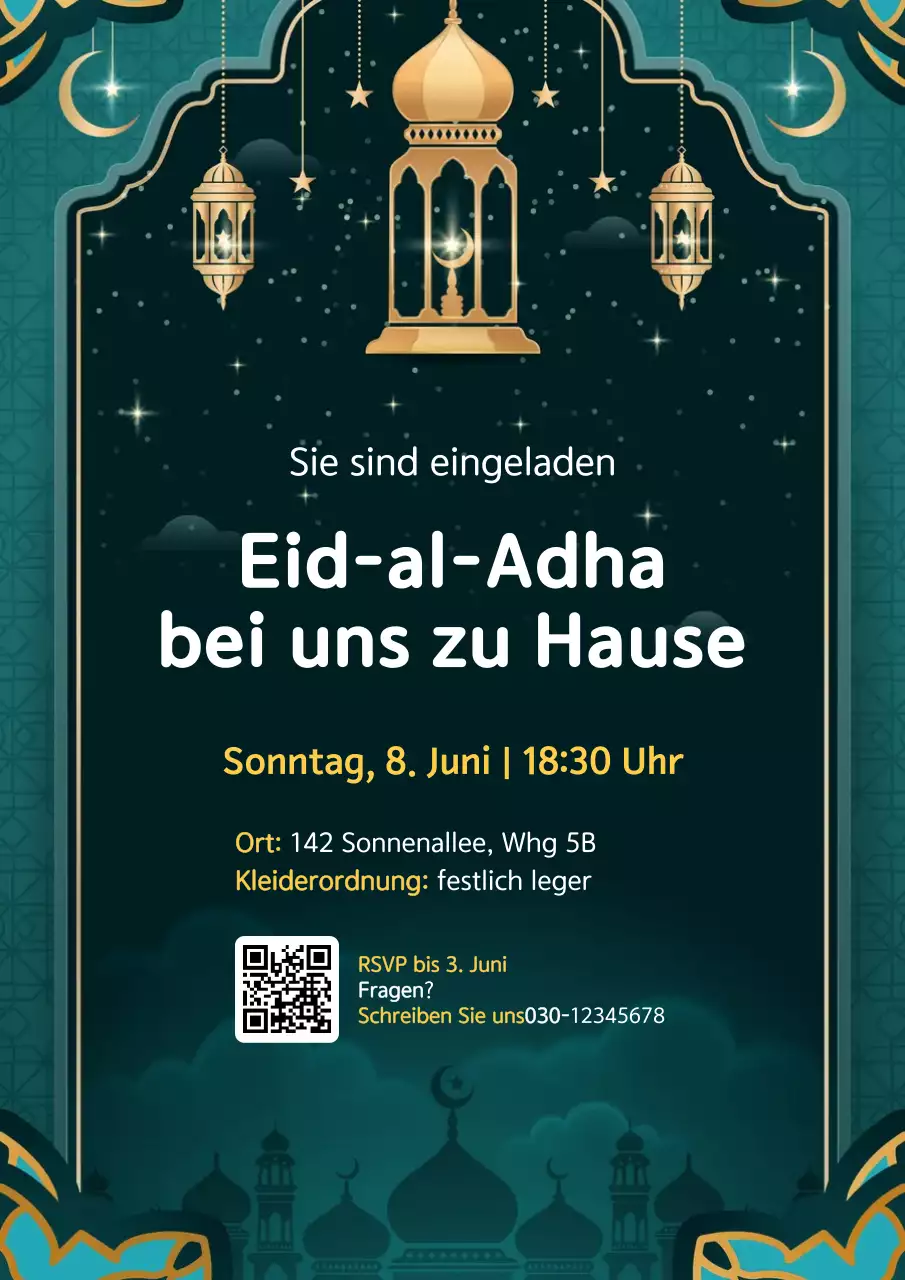 Aquamarines modernes Eid-Feier-Einladungsplakat