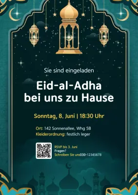 Aquamarines modernes Eid-Feier-Einladungsplakat