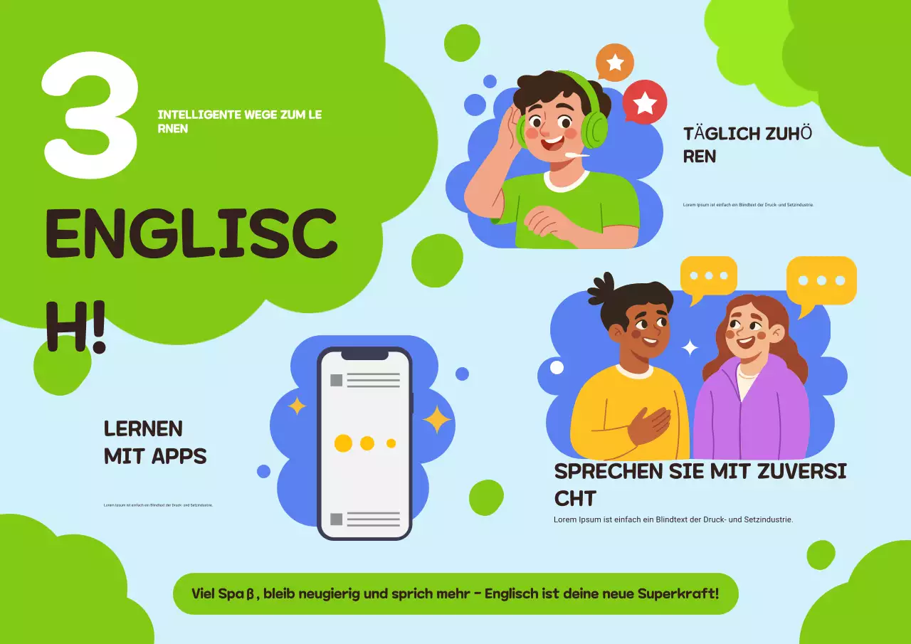 Grünes spielerisches Sprachführer-Poster