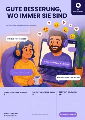 Lila Werbeplakat für moderne Therapie