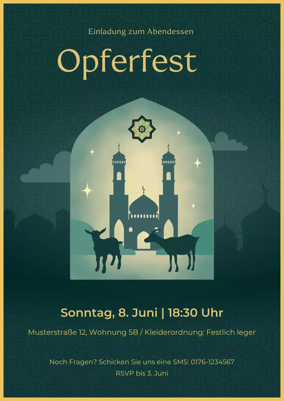 Eid Al Adha Dinner Einladung Grün Poster