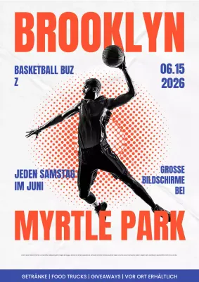 Orangefarbenes, kräftiges Basketball-Event-Poster